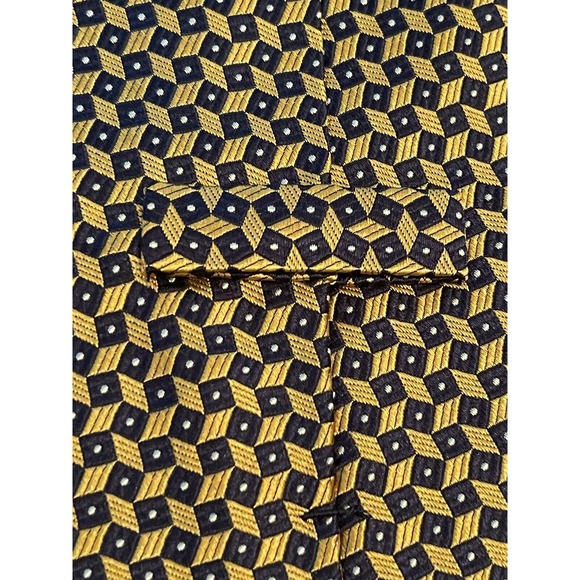 Land’s End Gold Black Hand Made 100% Silk Men’s Neck Tie Made In USA - Picture 8 of 9